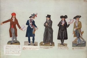Armonville-helyettes, Robespierre és tisztviselők alkotják a francia forradalom időszakát (guache)